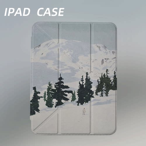 原创艺术雪山徒步iPad2025新款11代苹果Air7防弯Y折ipad壳三折第9代平板壳11寸Pro亚克力适用mini7带笔槽
