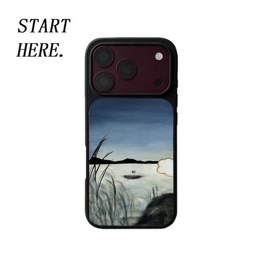 原创氛围感湖中小船iPhone18pro手机壳磁吸17promax软壳16磨砂大孔壳苹果15pro艺术全包黑边软壳适用14p晶瓷