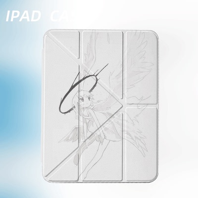 原创小众白天使iPad8/9代2025新款11代苹果Air7Y折三折防弯保护套第九代平板壳11寸Pro亚克力适用mini6带笔槽