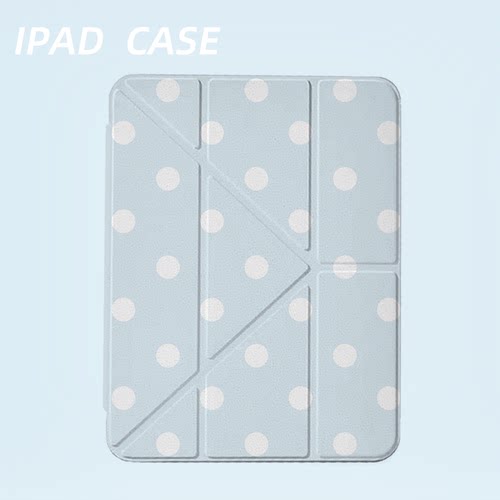原创简约浅蓝波点iPad2025新款11代苹果Air7防弯Y折ipad壳三折第9代平板壳11寸Pro亚克力适用mini7带笔槽