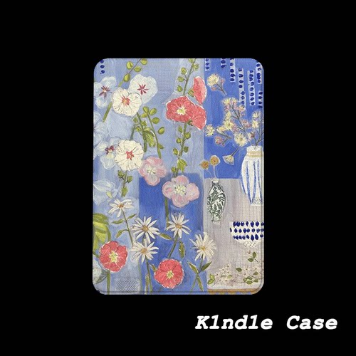 原创蓝底花束KindlePaperwhite6/5/4/3电子书磁吸保护套658青春版拆分汉王clear6适用neo3掌阅light4休眠