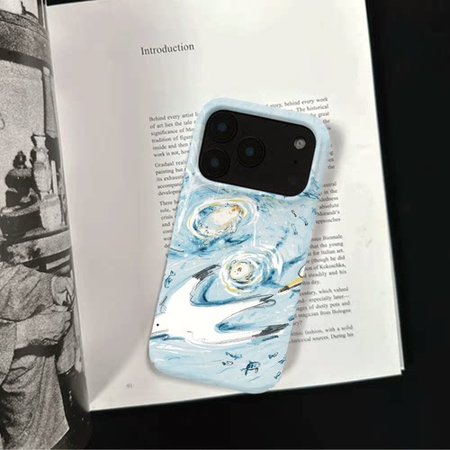 原创艺术浪里猫狗iPhone18pro手机壳磁吸17p软壳亮面15半包壳苹果14promax全包磨砂硬壳适用三星s24S25
