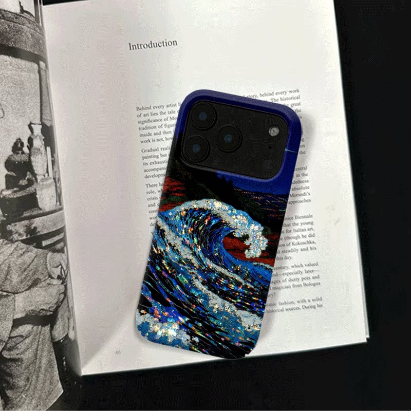 原创y2k星光海浪iPhone18pro手机壳磁吸17p软壳亮面15半包壳苹果14promax全包磨砂硬壳适用三星s24S25