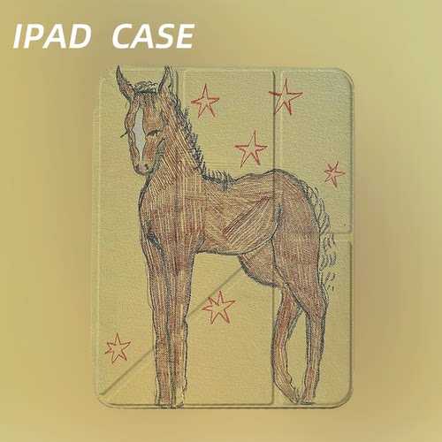 原创艺术星缀小马iPad2025新款11代苹果Air7防弯Y折ipad壳三折第9代平板壳11寸Pro亚克力适用mini7带笔槽