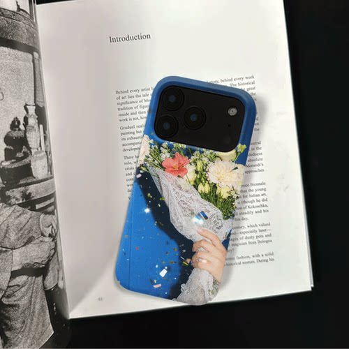 原创氛围感缤纷花束iPhone17pro手机壳磁吸16p软壳亮面14半包壳苹果15promax全包磨砂硬壳适用三星s24S25