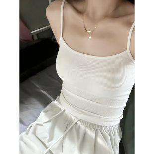 吊带背心女士内搭夏带胸垫白色外穿早春独特chic气质辣妹上衣腻家