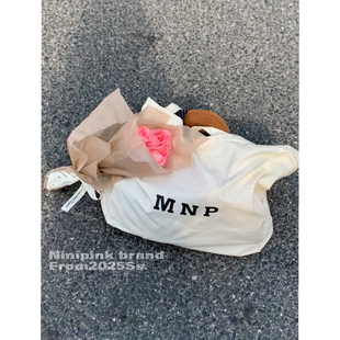 庄不腻新款 大容量棉麻字母帆布包百搭休闲上课通勤单肩包 MNP