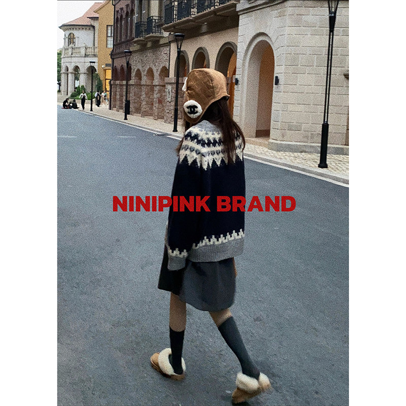Ninipink庄不腻自制【雪山】费尔岛拉链毛衣外套保暖厚款秋冬上衣