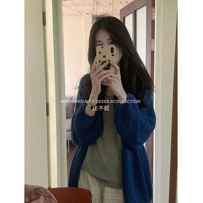 Ninipink庄不腻自制【暖春】温柔风宽松廓形灯笼袖纸片人针织开衫