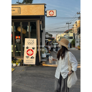 Ninipink庄不腻自制 极简汉麻衬衣高级感宽松显瘦上衣 白珊瑚