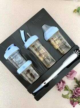 新加坡Hegen奶瓶240ml限量莫兰迪蓝色吸管杯330ml礼盒鲸鱼新生儿