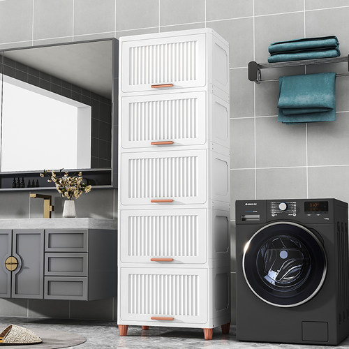 加厚家用零食柜塑料置物架翻盖式