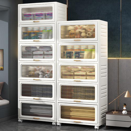 万向轮储物柜家用翻盖置物架