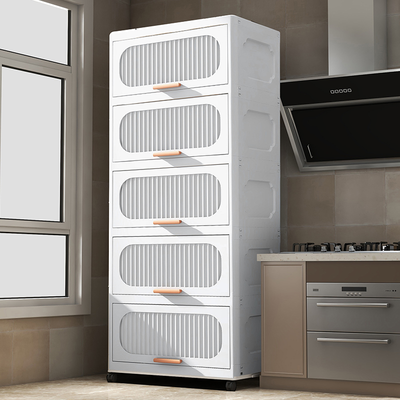 万向轮翻盖收纳柜零食收纳箱多层