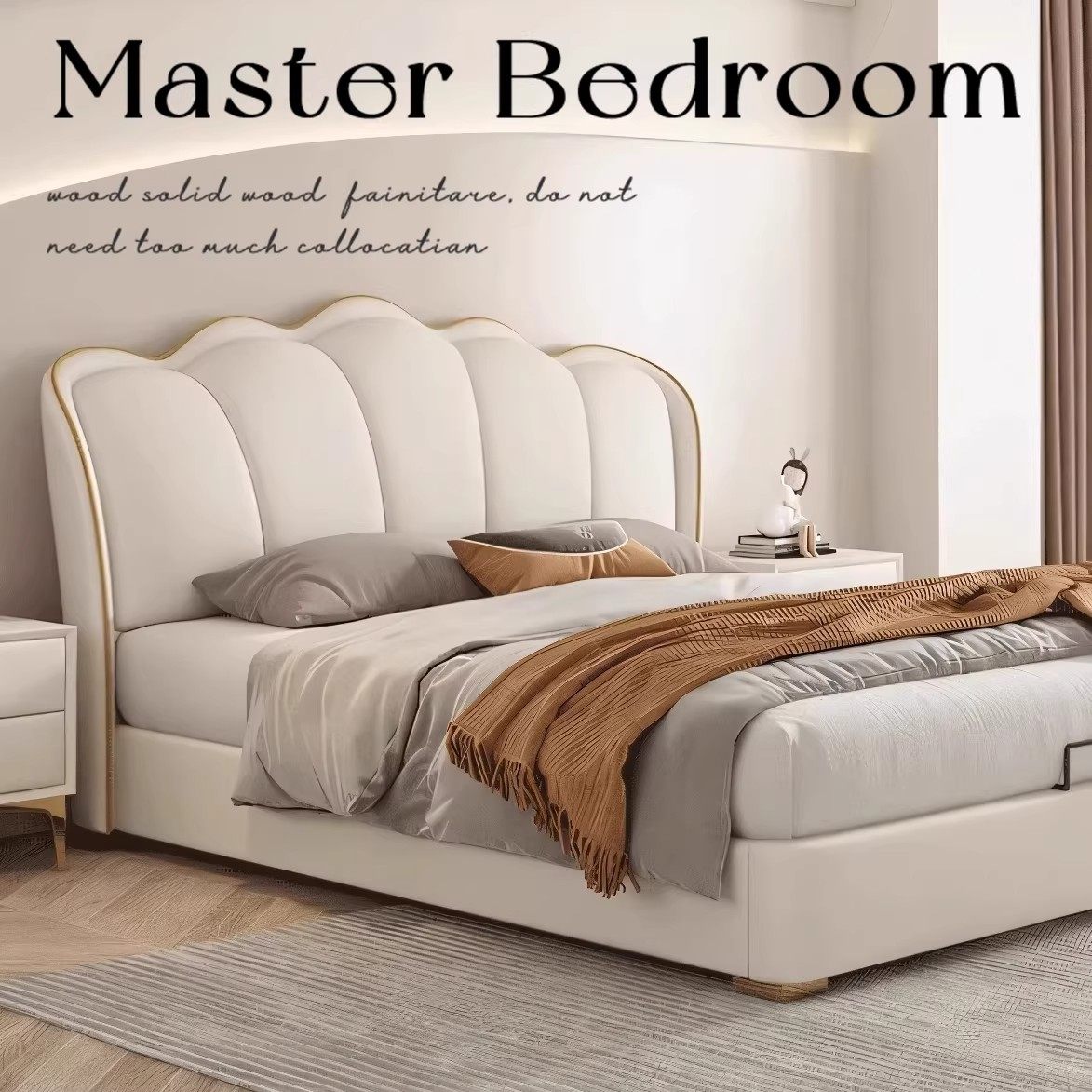 法式奶油风云朵床花瓣床简约现代1.8m床主卧轻奢双人床网红软包床,住宅家具,皮艺床,淘宝优惠券,粉丝福利购,淘宝优惠卷