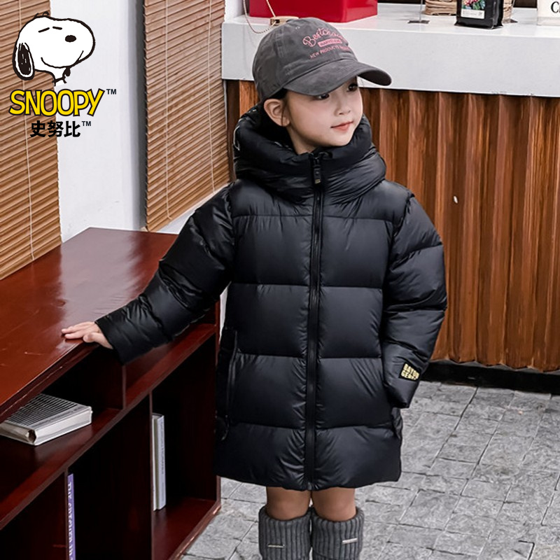 史努比童装羽绒服加长款加厚保暖
