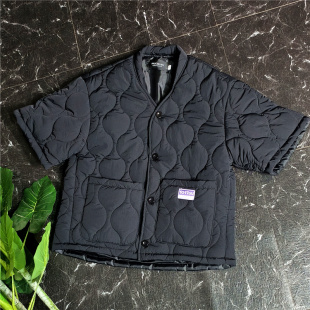 港仔文艺棉服便捷工装 保暖背心五分袖 外套潮 马甲男冬季 日系轻薄款