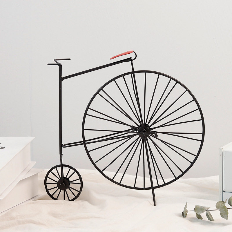 复古做旧铁艺自行车模型摆件 创意家居装饰品酒柜办公桌面摆设