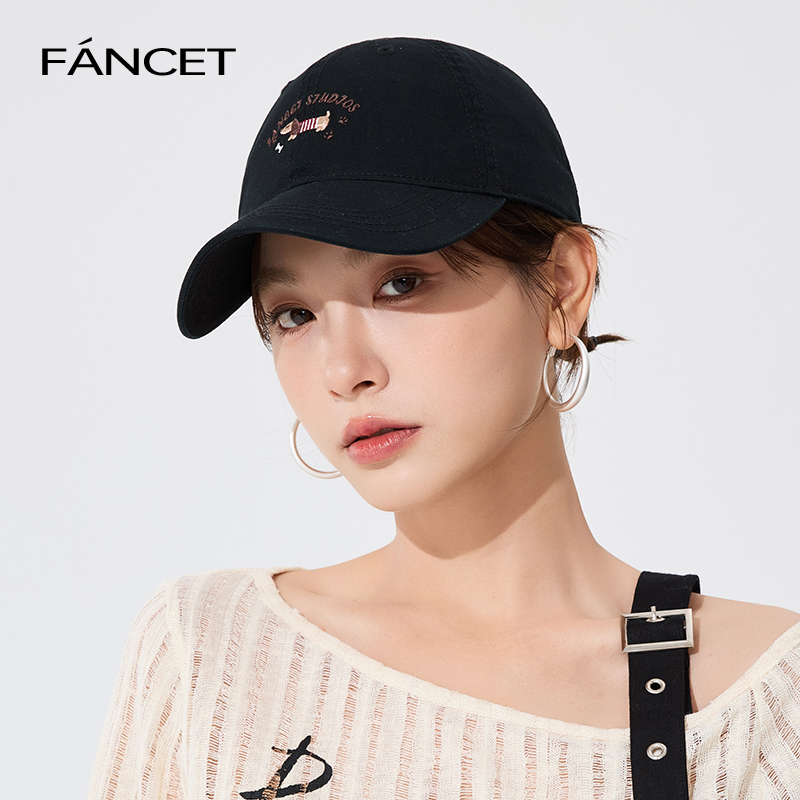 FANCET棒球帽女春夏新款显脸小休闲纯棉遮阳防晒帽腊肠狗鸭舌帽子