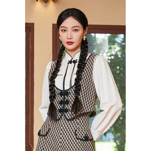 固执新款中式提花马夹无袖短外套女装00833MJ08384