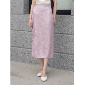 中式 固执夏季 盘扣提花开衩中长半身裙81142BQ09408 特价