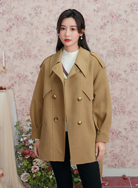 固执秋冬新款长袖双面毛呢大衣外套女51823MT07688