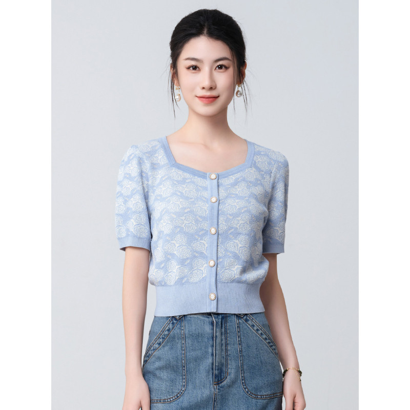 设计感别致风短款小个子针织开衫