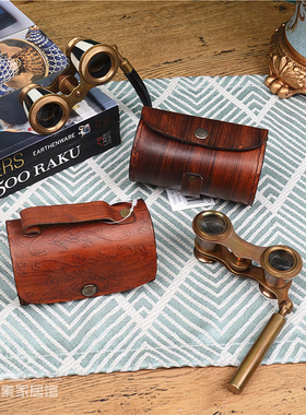 黄铜望远镜手持仿古风装饰摆件