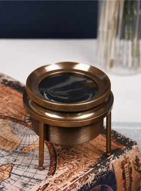 印度进口读书放大镜欧式复古创意书房桌面摆件样板房软装饰品立式