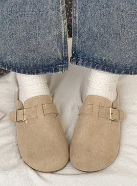 娇彤 勃肯鞋女半拖包头双扣带厚底舒适复古百搭休闲鞋2026新款