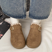 博肯单鞋 娇彤 2026新款 皮带扣厚底休闲乐福鞋 复古全包勃肯鞋 女款