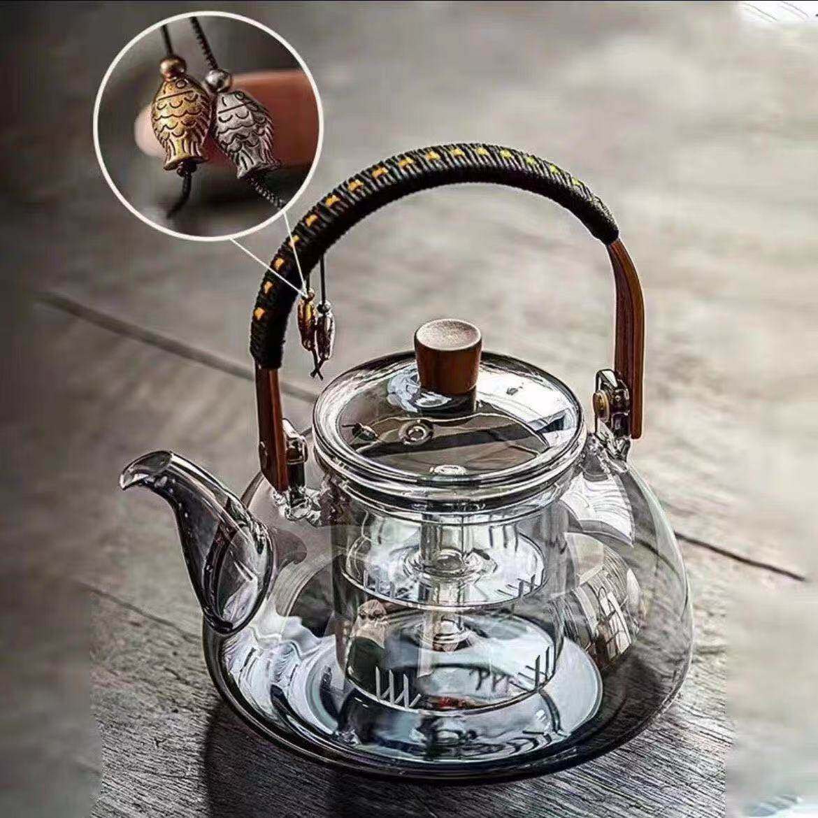 半月双鱼加厚煮茶新款蒸煮家用耐高温蒸煮一体茶壶提梁壶内胆