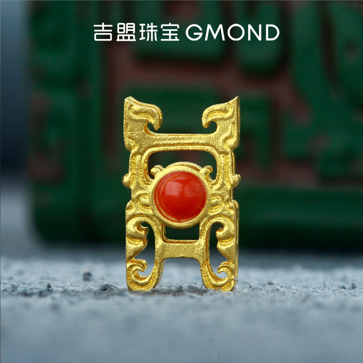 吉盟珠宝999足金瑞兽背云古法黄金文玩藏式念珠手持珠串108配饰