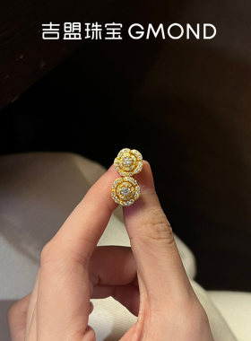 古法黄金耳钉足金点钻耳饰