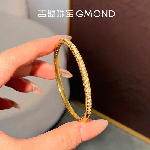 5D点钻黄金闭口手镯足金999镯子