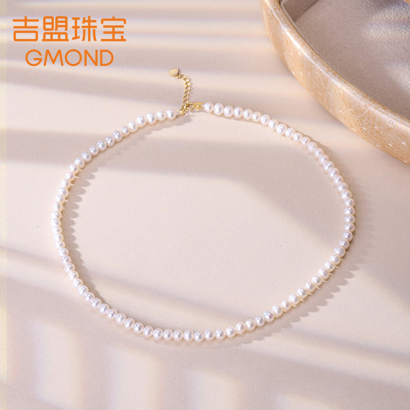 吉盟s925银链天使之泪淡水珍珠项链天然珍珠锁骨链叠戴颈链送妈妈