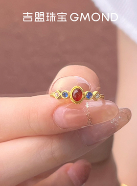 吉盟珠宝黄金闭口戒指足金999国风风华指环时尚简约送女友礼物