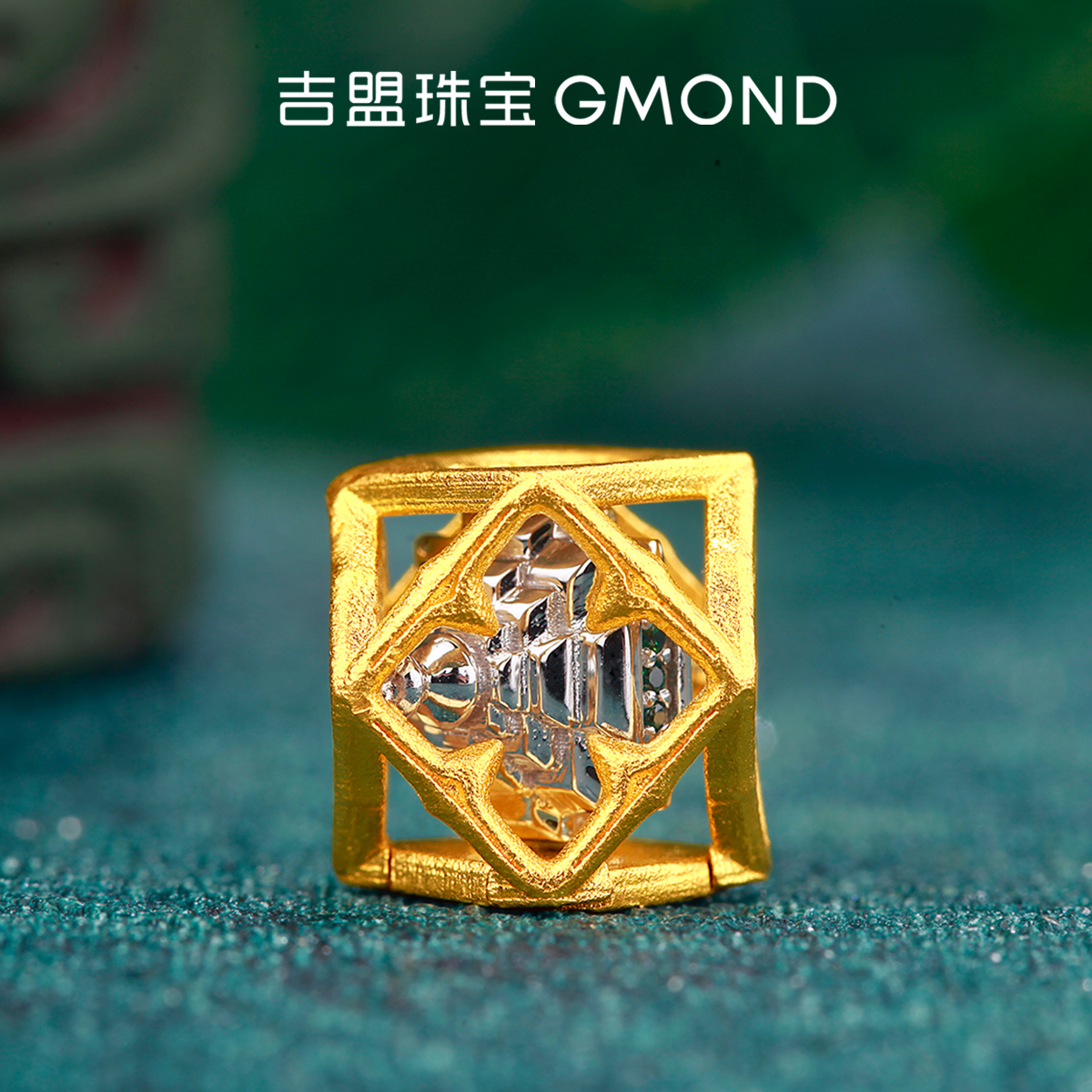 足金古格塔方珠古法黄金手串配件