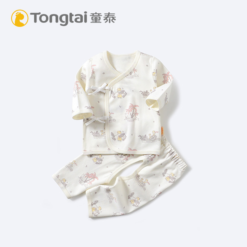 童泰新生儿绑带和尚服纯棉婴儿开裆长袖内衣套装秋季