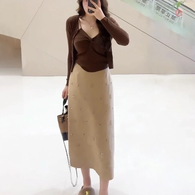 大码胖MM法式高级v领扭结两件套