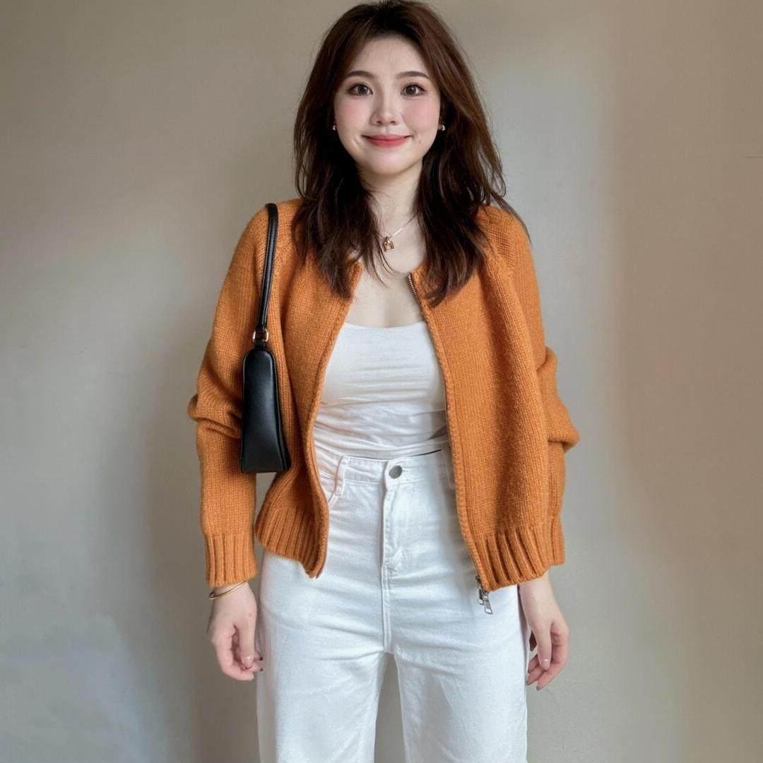 微胖MM慵懒风纯色圆领双拉链毛衣开衫上衣女秋冬季宽松短款针织衫,女装/女士精品,大码内搭,淘宝优惠券,粉丝福利购,淘宝优惠卷