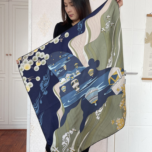 春夏卷边欧美女真丝丝巾围巾