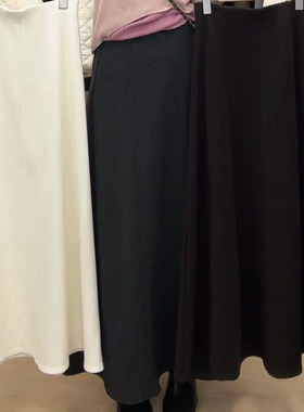 极简风高腰A字半身裙女中长款松紧腰女人味休闲半裙