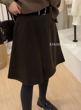 (送腰带)韩系气质通勤显瘦秋冬百搭时尚高腰显瘦气质腰带半身裙