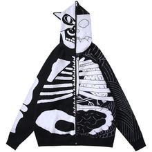 美国潮牌RIPNDIP贱猫毛衣针织帽衫 恶搞风异型骨骼男女情侣款外套