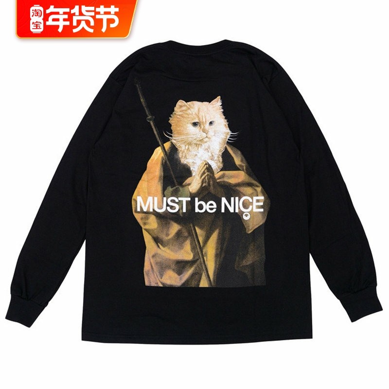 美国潮牌RIPNDIP 贱猫口袋猫 长袖T恤 男女情侣款 NERMUS祈祷僧侣