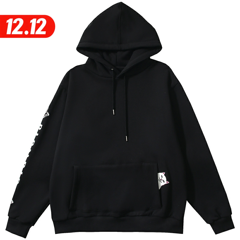 美国潮牌RIPNDIP贱猫卫衣男女同款LORD NERMAL经典口袋猫加绒外套