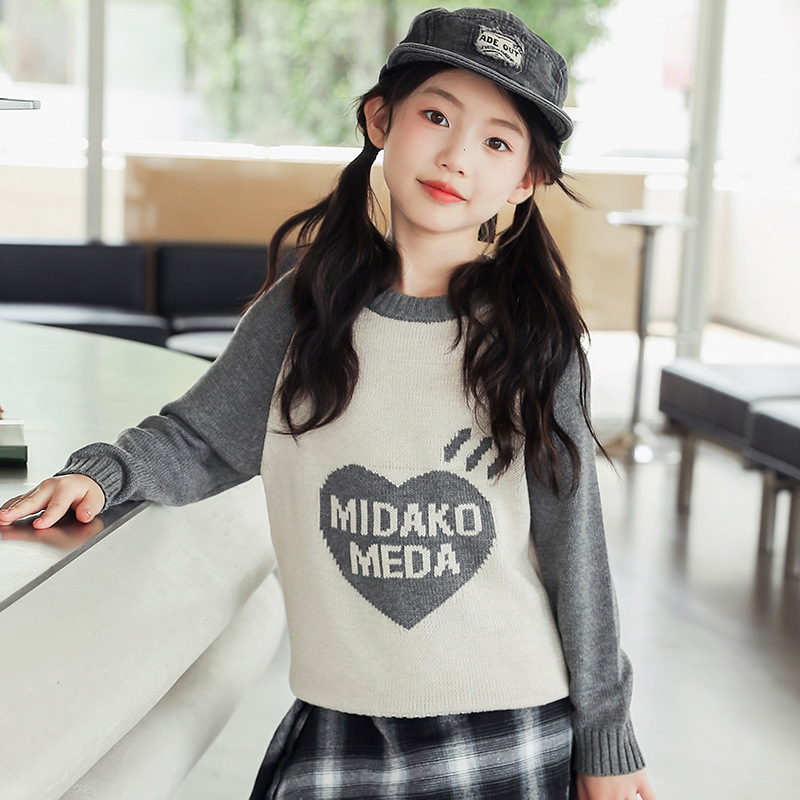 5冬装4女童6插肩袖爱心打底衫毛衣7儿童装8小女孩9针织衫10岁宝宝
