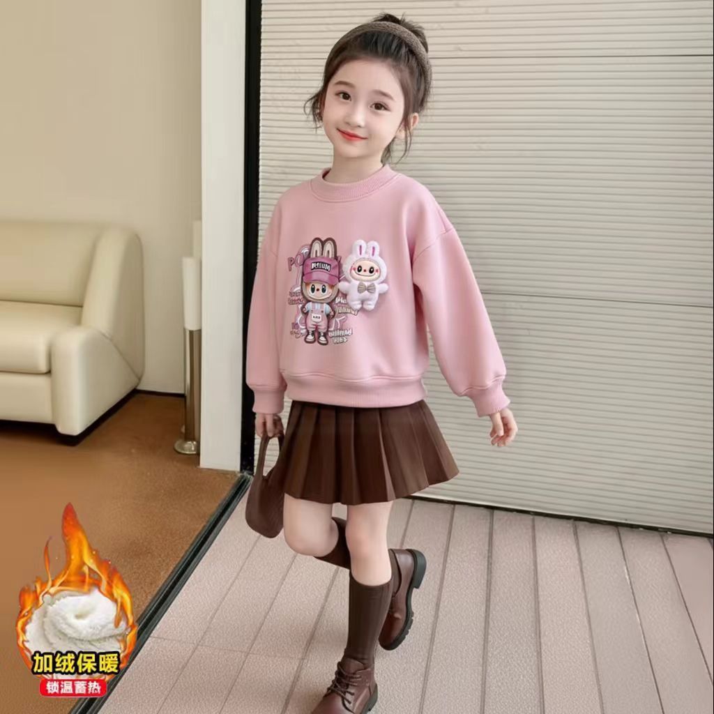 5冬装4女童6加绒加厚labubu卫衣7儿童装8小女孩9上衣服10岁2宝宝3