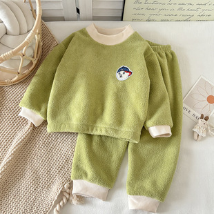 5秋冬装4女童6加绒加厚双面绒睡衣套装7儿童装8男童家居服1岁宝宝